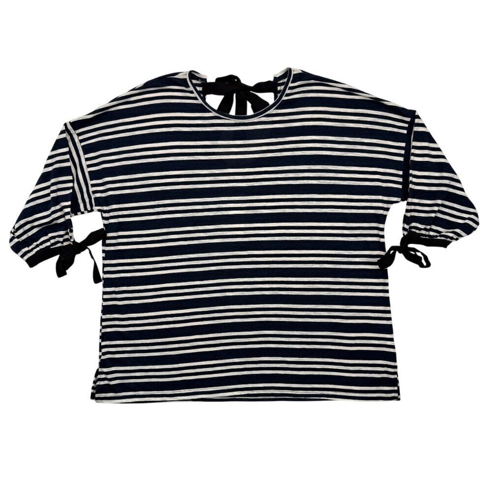 Weekend Suzanne‎ Betro Striped Top Tie Sleeves & Back Nautical Plus Size 3X NWT